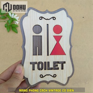 Bảng Toilet Gắn Nhà Vệ Sinh Bằng Gỗ [DOHU317] Dán Tường Bằng Keo 2 Mặt - Phong Cách Vintage Sang Trọng Đẳng Cấp