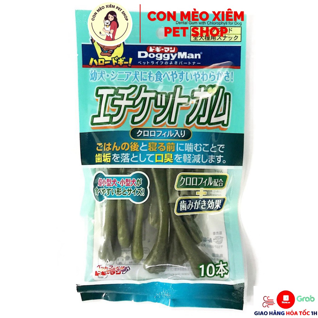 Que gặm cho chó xanh thơm miệng DoggyMan 10 cây 55 cây, snack cún Con Mèo Xiêm