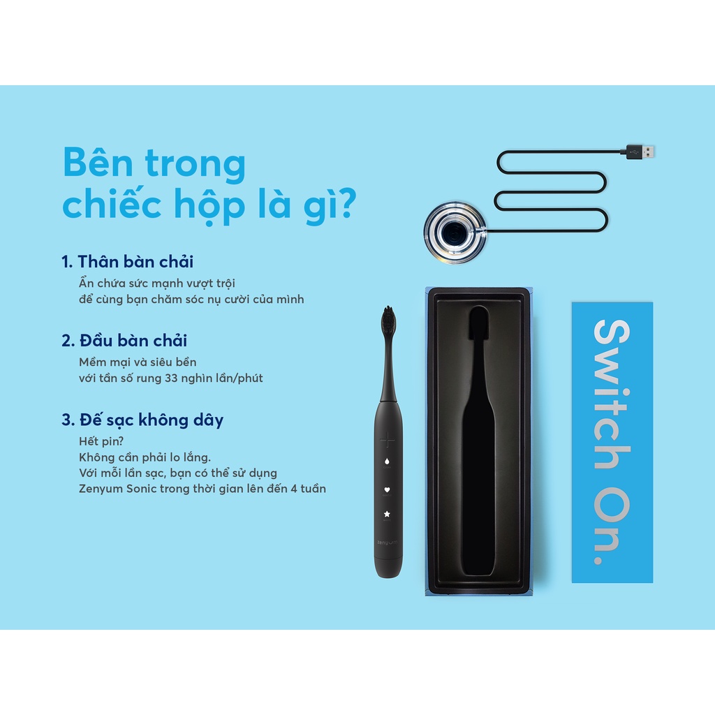 Bàn Chải Điện Zenyum Sonic Màu Xanh Dương - Công Nghệ Singapore