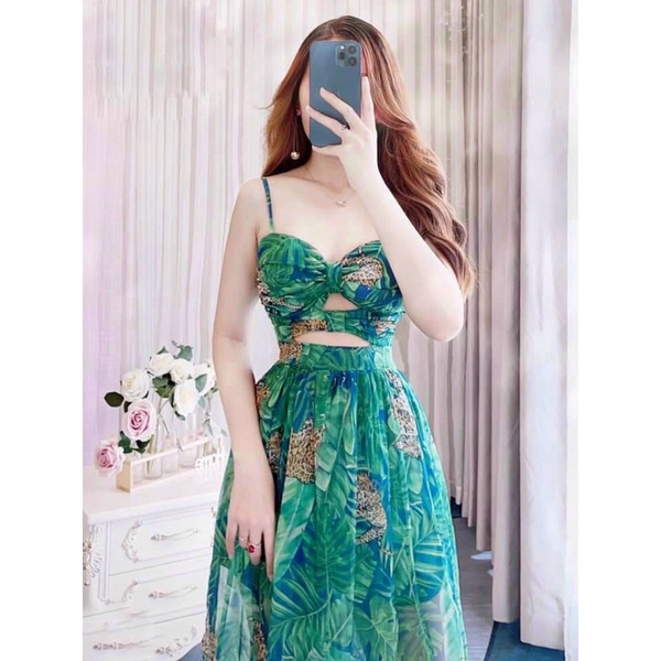 Váy Maxi 2 Dây, Đầm Maxi Đi Biển V305, Họa Tiêt Hoa Chất Voan, Hack Dáng, Khoe Chân Dài Miên Man