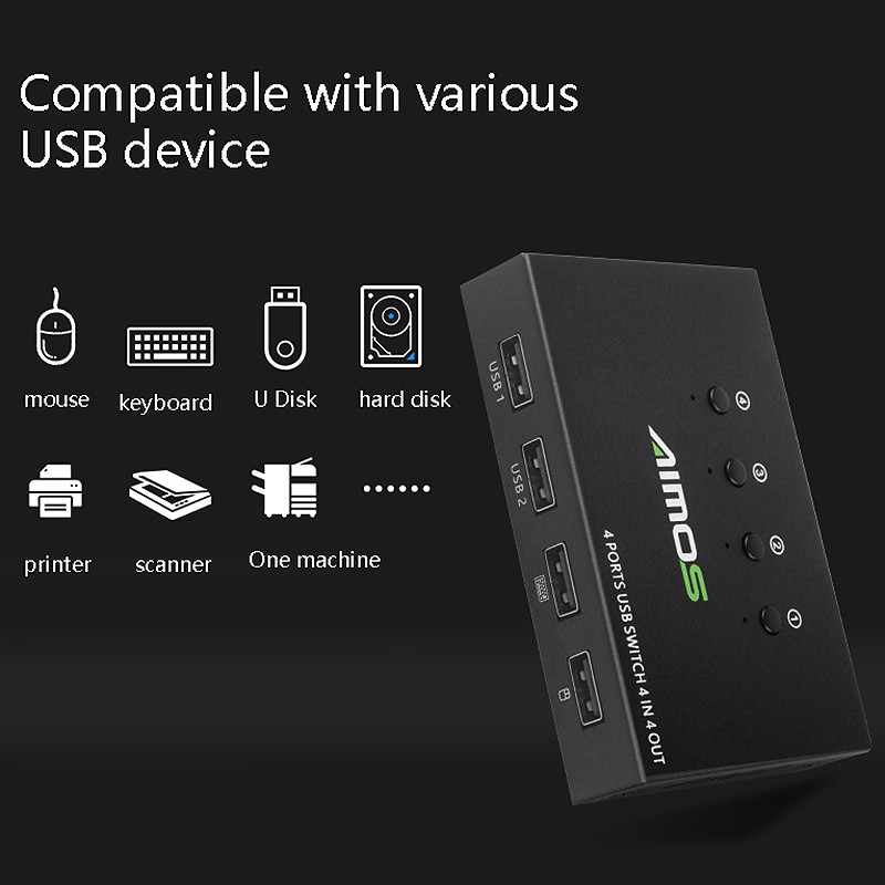 Bộ Chuyển Đổi Usb 4 Trong 4 Ra Kvm Công Tắc 2.0 # X0Vn Cho Máy In | BigBuy360 - bigbuy360.vn
