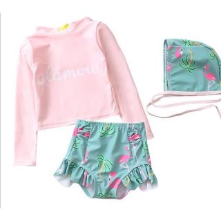 Set bikini kèm mũ dài tay cho bé gái