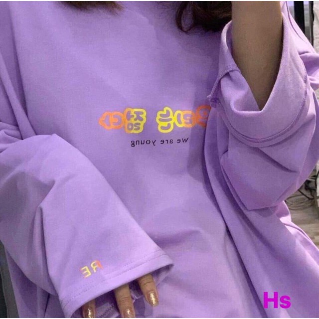 [FREESHIP ĐƠN TỪ 50K] Áo thun tím chữ Hàn chữ ngực HSU0819