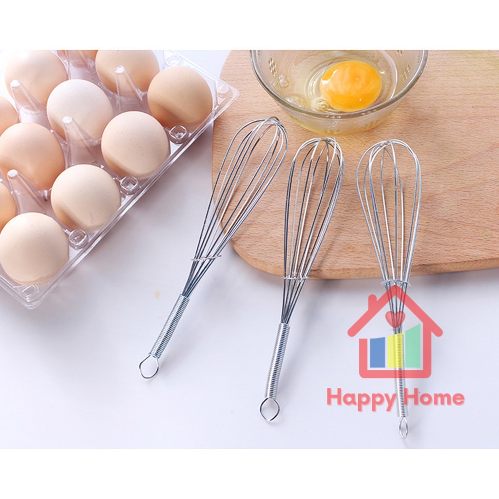 Dụng cụ đánh trứng, quấy bột bằng inox Happy Home