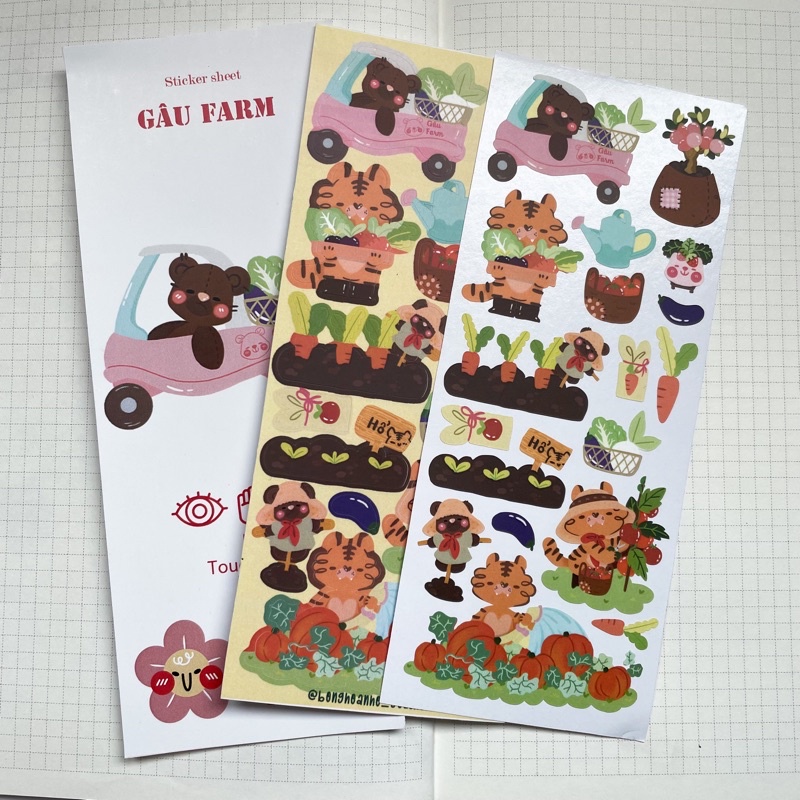 Bonghoanho_Studio | Sticker | Nhãn dán chủ đề nông trại gấu