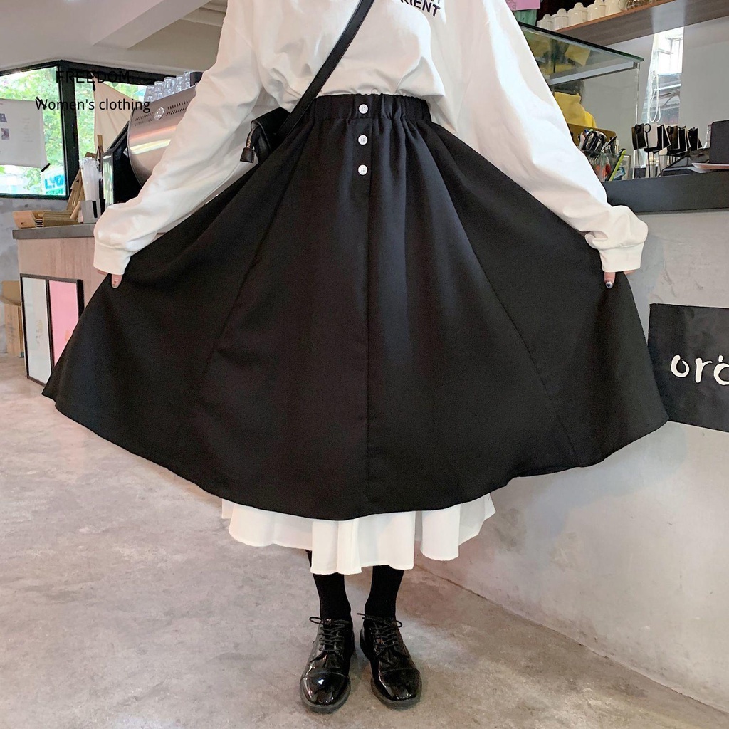 freedom  Cô gái mặc váy Nhật Bản 2021 new College phong cách học sinh cấp 2 quần lửng ôm eo cao hàn quốc