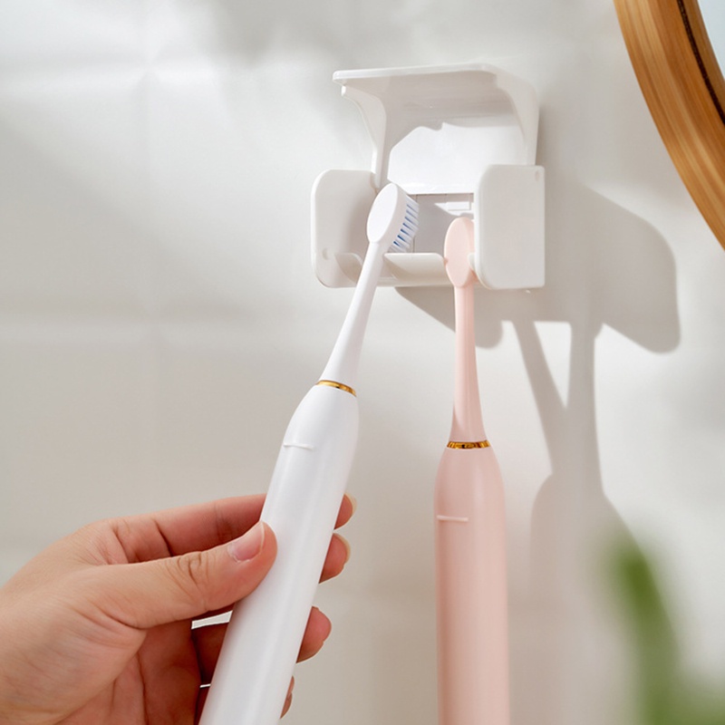 Giá Đỡ Bàn Chải Đánh Răng Điện Gắn Tường 2 Ngăn Bằng Nhựa Màu Trắng
