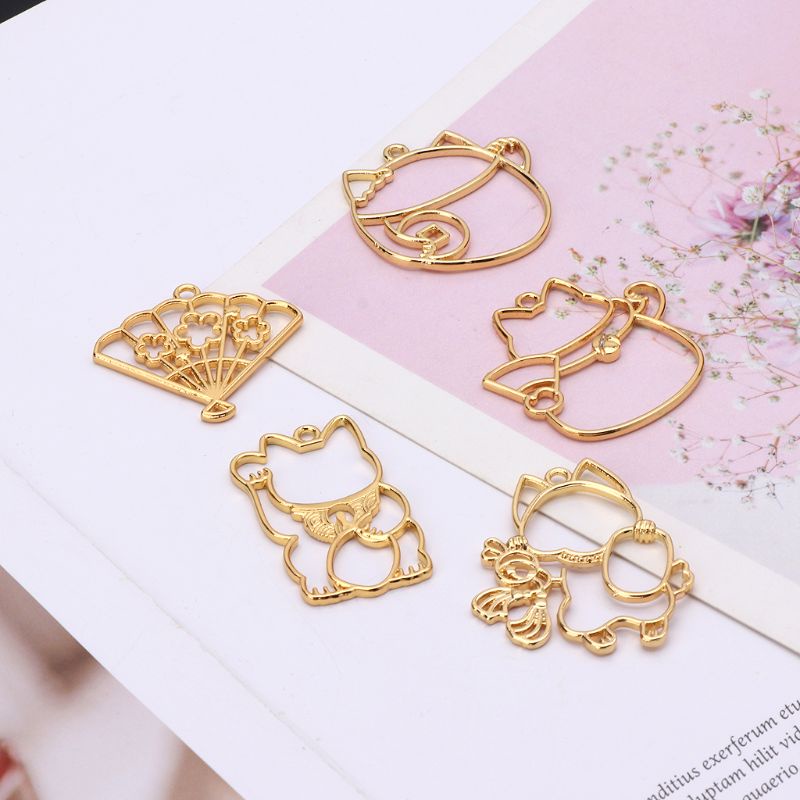 San * Khuôn Epoxy Viền Rỗng Làm Mặt Dây Chuyền Hình Mèo May Mắn Cho Lễ Phục Sinh