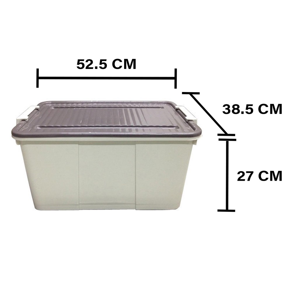 HomeBase STACKO Thùng đa năng có nắp và khóa bằng nhựa tái chế Thái Lan 35.5L W52.5xD38.5xH27 Cm Trắng/nâu