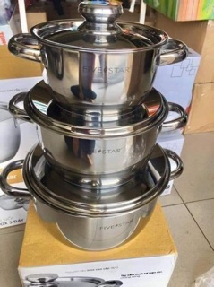 Bộ nồi five star 3 món dùng dc cho cả bếp từ