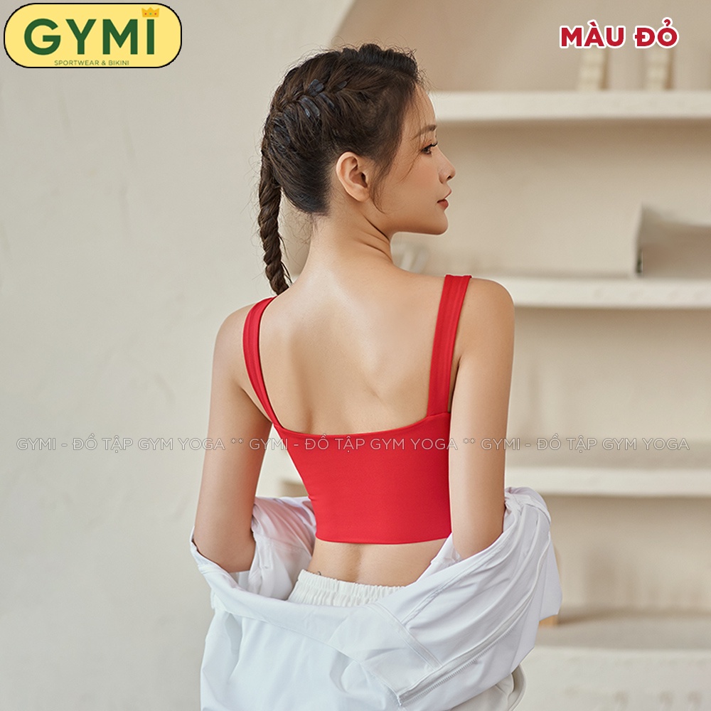 Áo bra tập gym yoga nữ GYMI AL40 thể thao 2 dây bản lớn xoắn ngực chất thun poly nâng đỡ cố định ngực