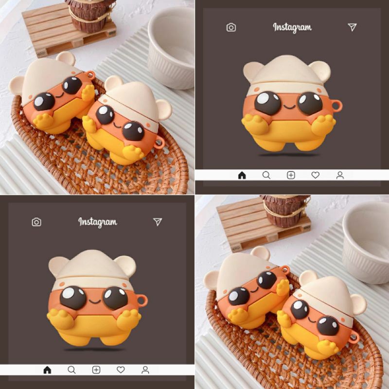 (Order 10 ngày) Case bảo vệ Airpods Pro/1/2/i9s/i10 chuột hamster cosplay trứng chibi 3 màu cam vàng trắng