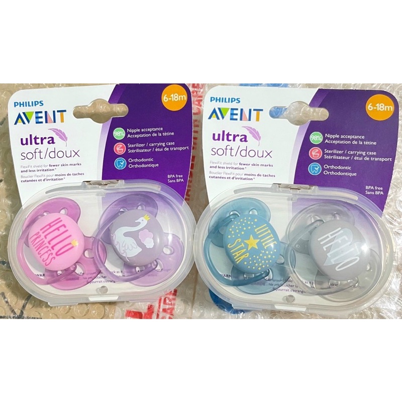 Set 2 Ti giả Avent ultra 0-6m; 6-18m chống vẩu, chống đầy hơi