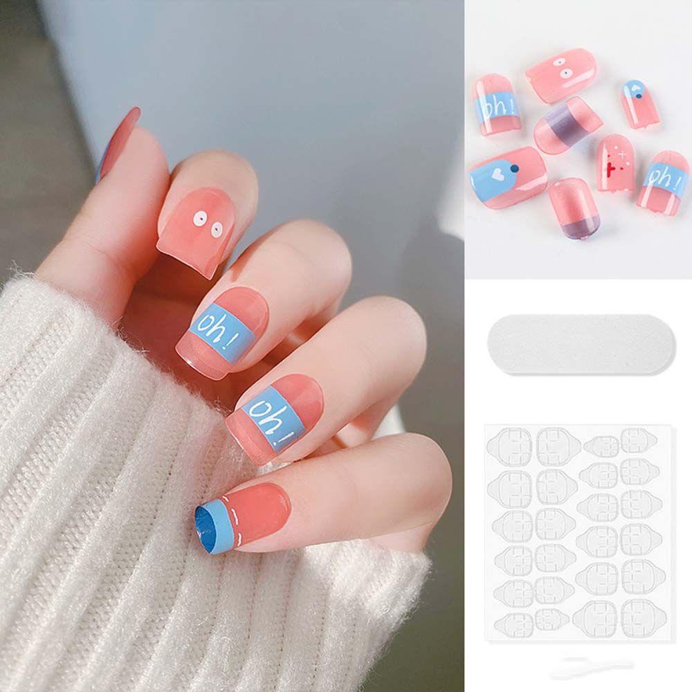 Móng Tay Giả Dài Trang Trí Hình Bướm Xinh Xắn Cho Nữ