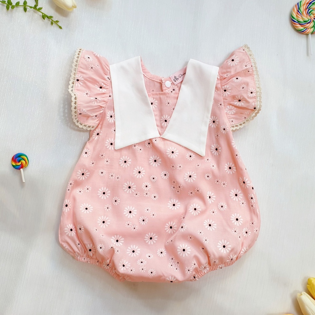 Body cánh tiên cho bé gái Nina Kids Boutique Chất đũi lạnh Hoa nhí phối ren Size 5 đến 13kg