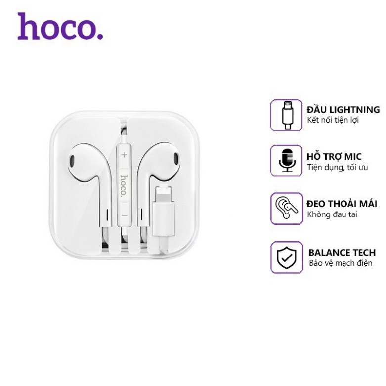 Tai Nghe Dây Hoco L7 Plus chân Lightning - Hàng chính hãng - Bảo hành 12 tháng