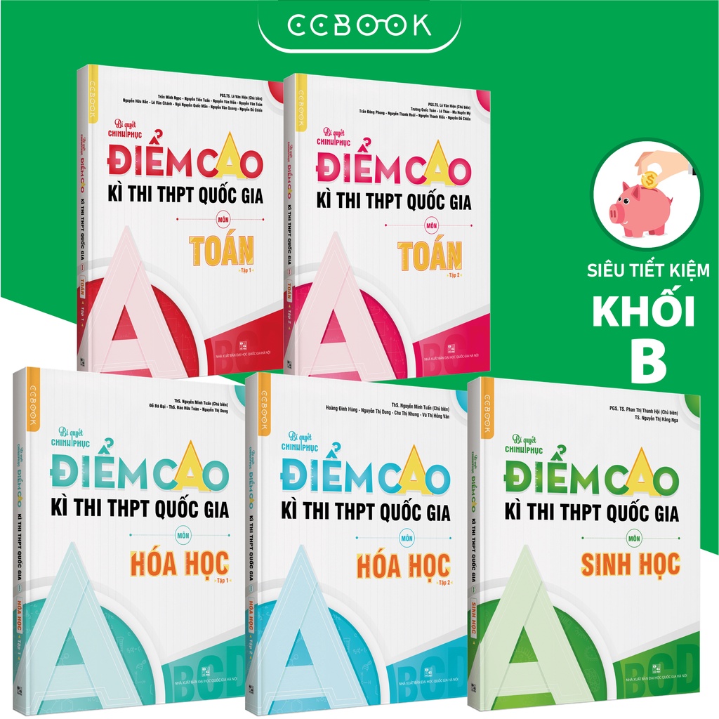 Sách – Combo lớp 12 khối B Bí quyết chinh phục điểm cao kì thi THPT quốc gia – Toán Hóa Sinh (5 cuốn) –Chính hãng CCbook