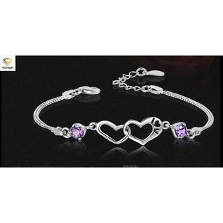 Lắc tay bạc Ý 925 Bạc xinh Huệ Ngân - Trái tim chung đôi RYB140111