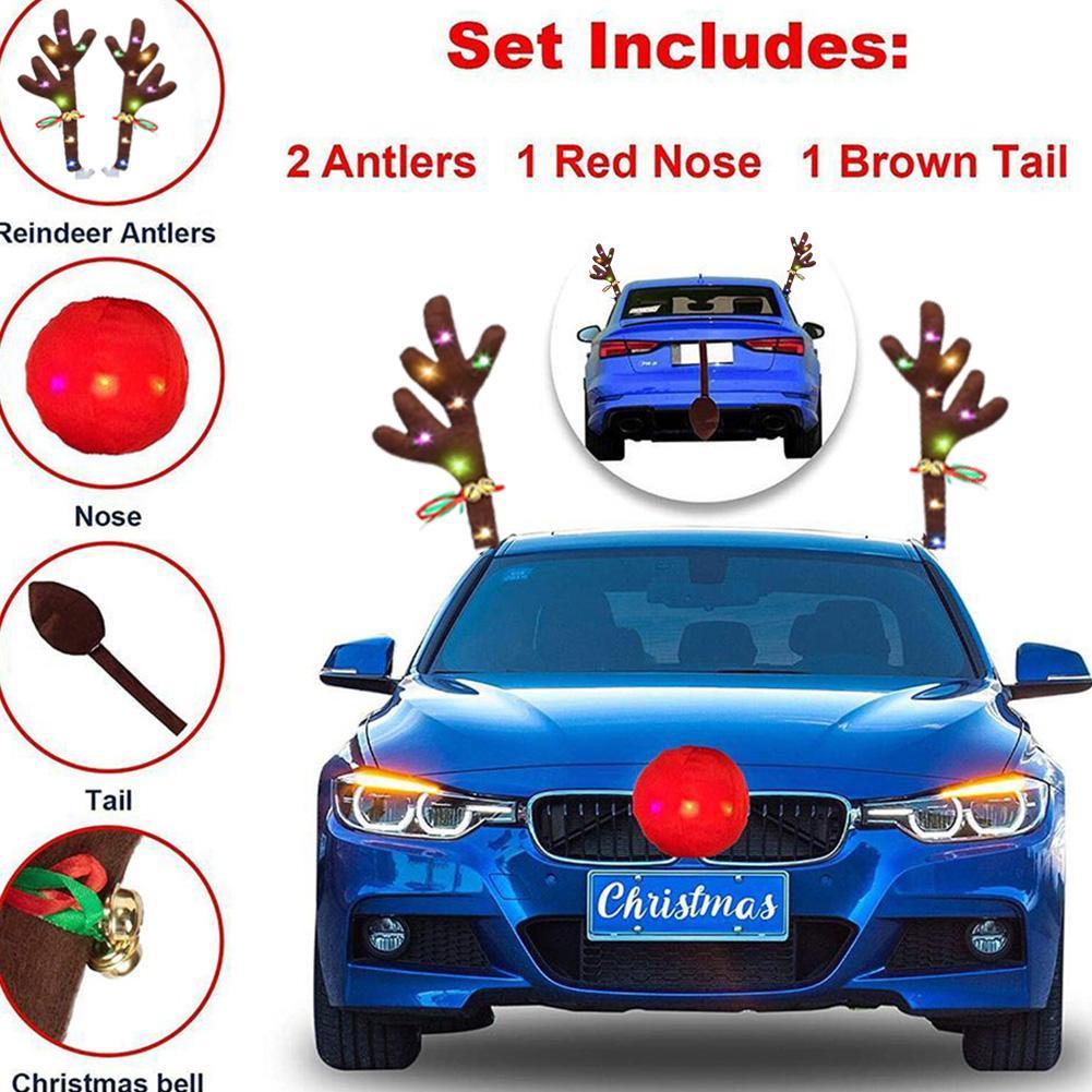 Set 1 mũi + 2 sừng tuần lộc KITPIPI trang trí xe hơi