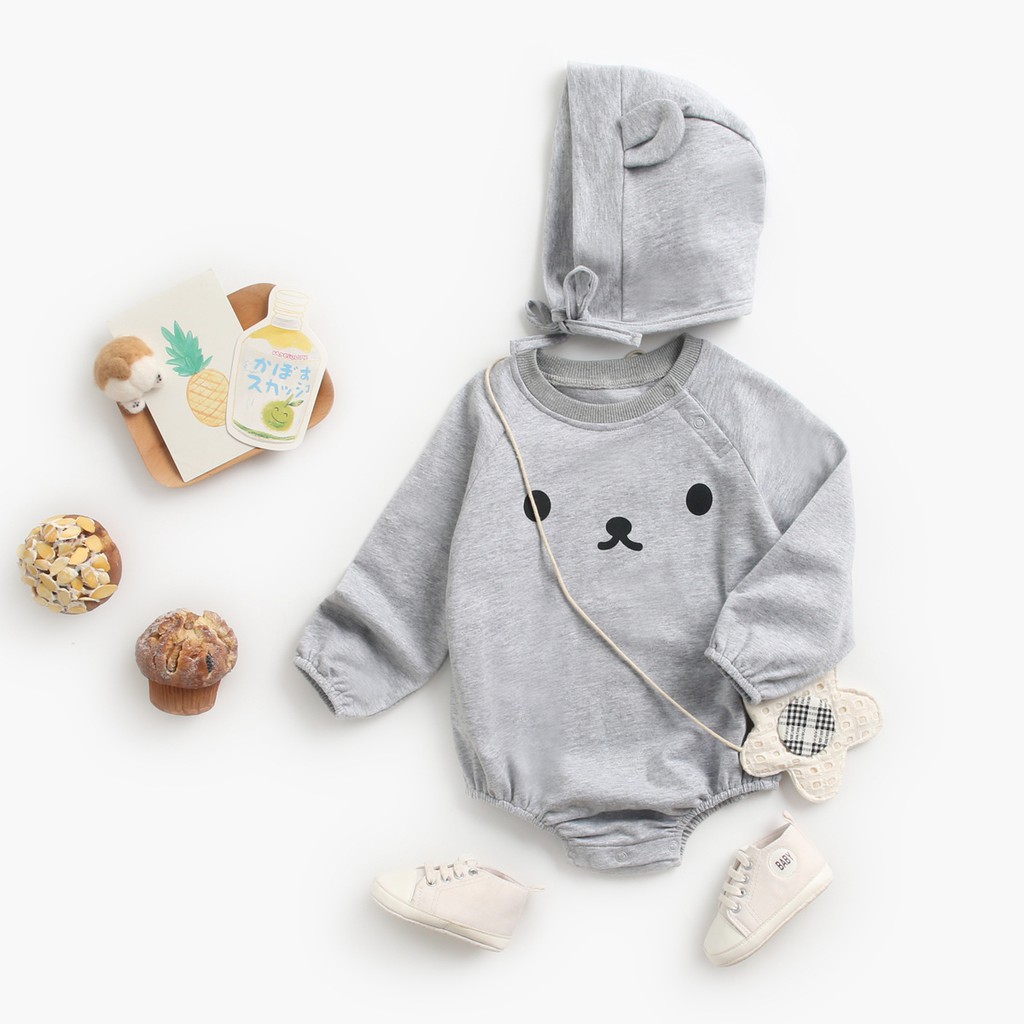 Bộ áo liền thân Sanlutoz tay dài với mũ trùm dễ thương dành cho bé