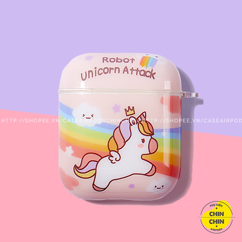 Set Case Vỏ Bao Airpod1 2 Pro Unicorn Bằng Nhựa Dèo TPU Chống Bám Bụi Kèm Móc Khóa Cực Cute - Chin Chin Shop