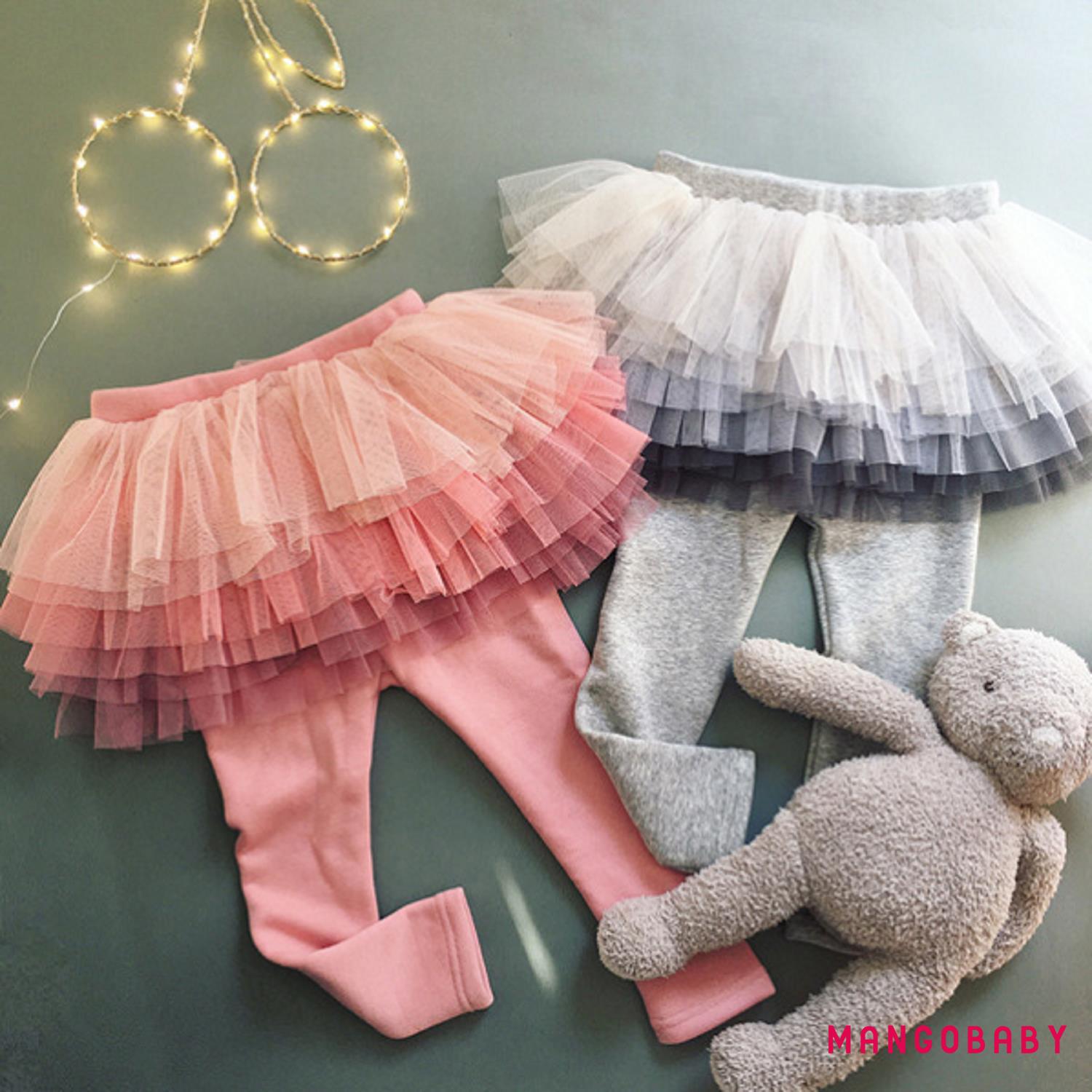Quần Legging Phối Lưới Màu Gradient Phong Cách Hàn Quốc Dành Cho Bé Gái