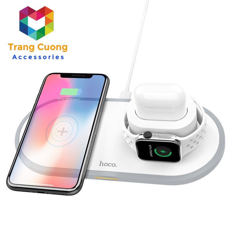 [CHÍNH HÃNG] Đế Sạc Không Dây 3 In 1 HOCO-CW21 All-In-One Cho IPhone/ Apple Watch/ Airpod - HÀNG CHÍNH HÃNG