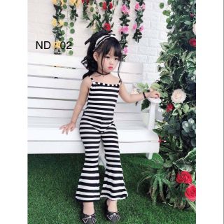 Set body áo 2 dây quần loe sọc