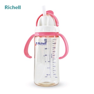 Bình ống hút PPSU Richell 320ml hồng