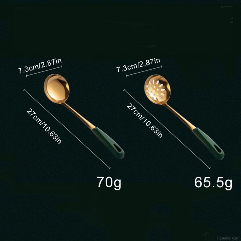 Muỗng Múc Canh Bằng Thép Không Gỉ 304 Có Vỏ Màu Vàng / Xanh Lá