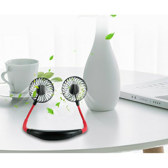 Quạt mini sạc điện dự phòng đeo cổ, cầm tay tiện lợi sử dụng cho văn phòng, thể thao, chạy bộ, du lịch có 3 tốc độ