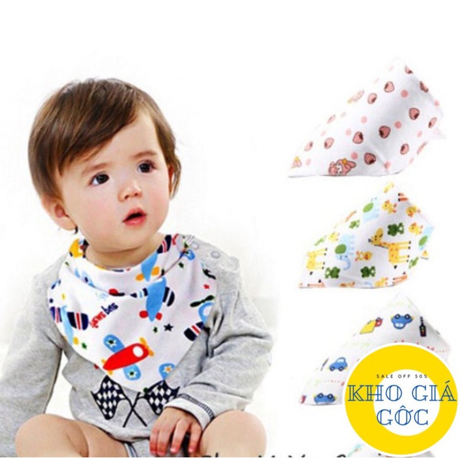 Yếm tam giác cotton cúc bấm cho bé