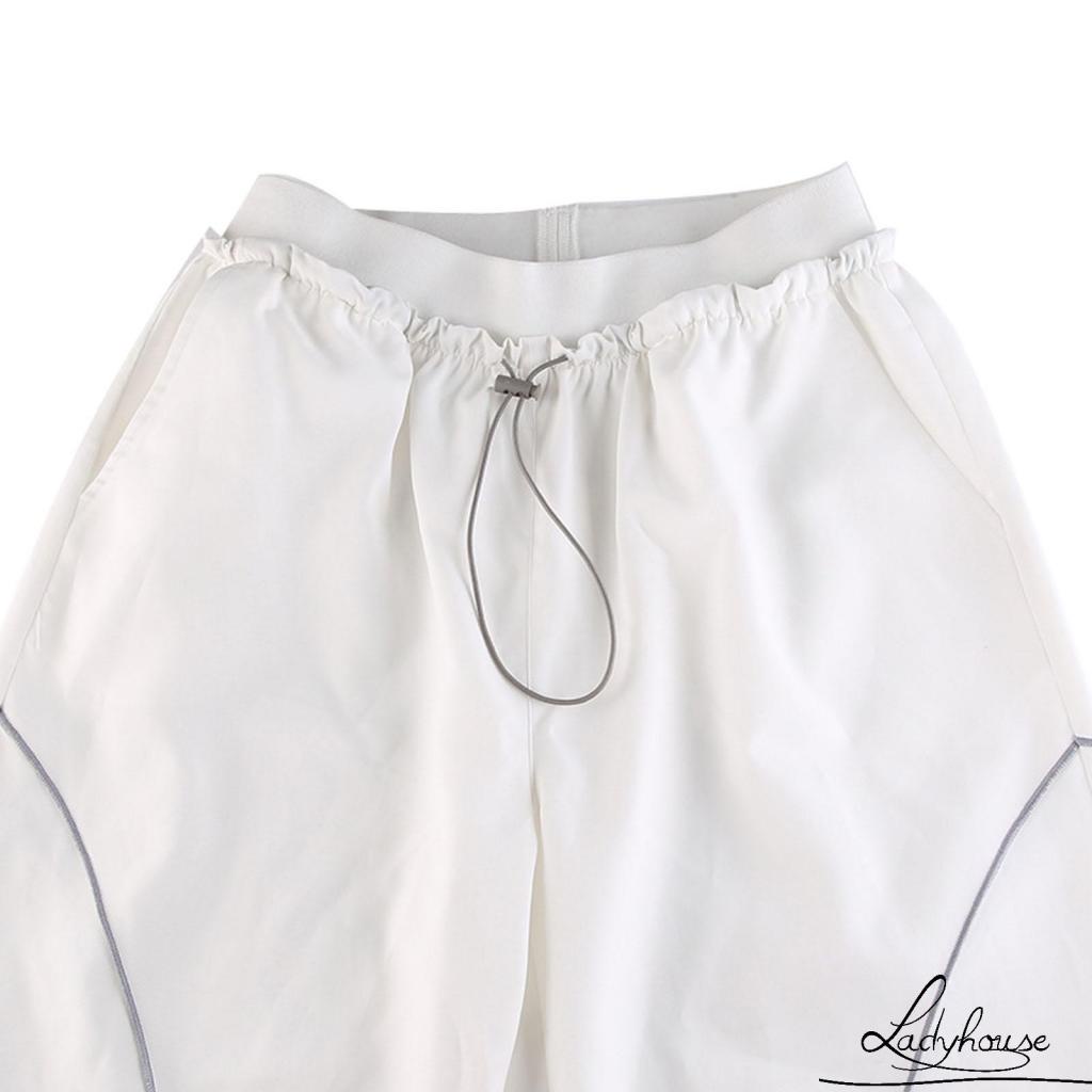 Quần Dài Ống Rộng Dáng Suông Lưng Cao Phối Dây Rút Thời Trang Mùa Hè Cho Nữ