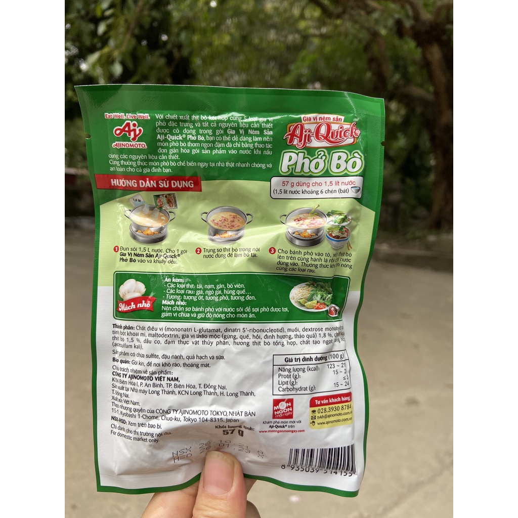 GIA VỊ NÊM SẴN AJI QUICK PHỞ BÒ BÚN BÒ HUẾ 59g