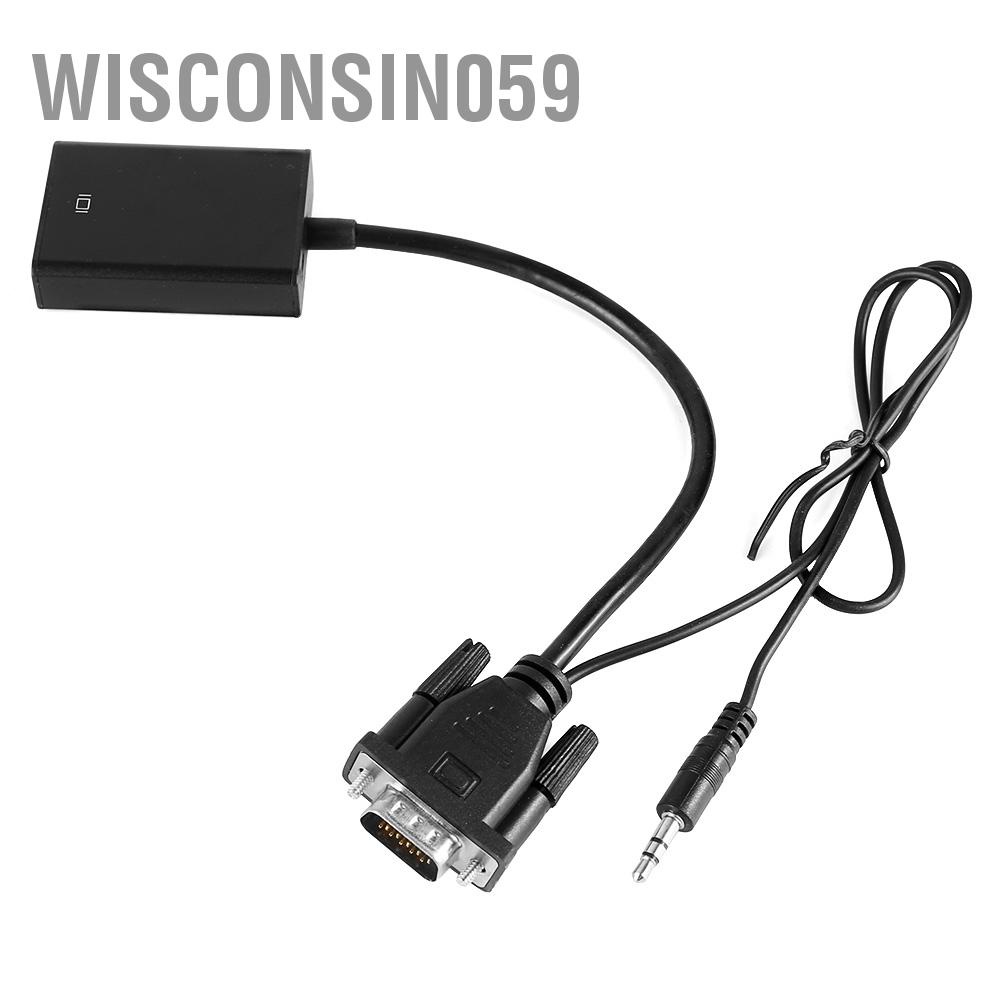 Wisconsin059 VGA to HDMI Converter Adapter Cable Digital HD 1080P Video Audio Line Analog Signal