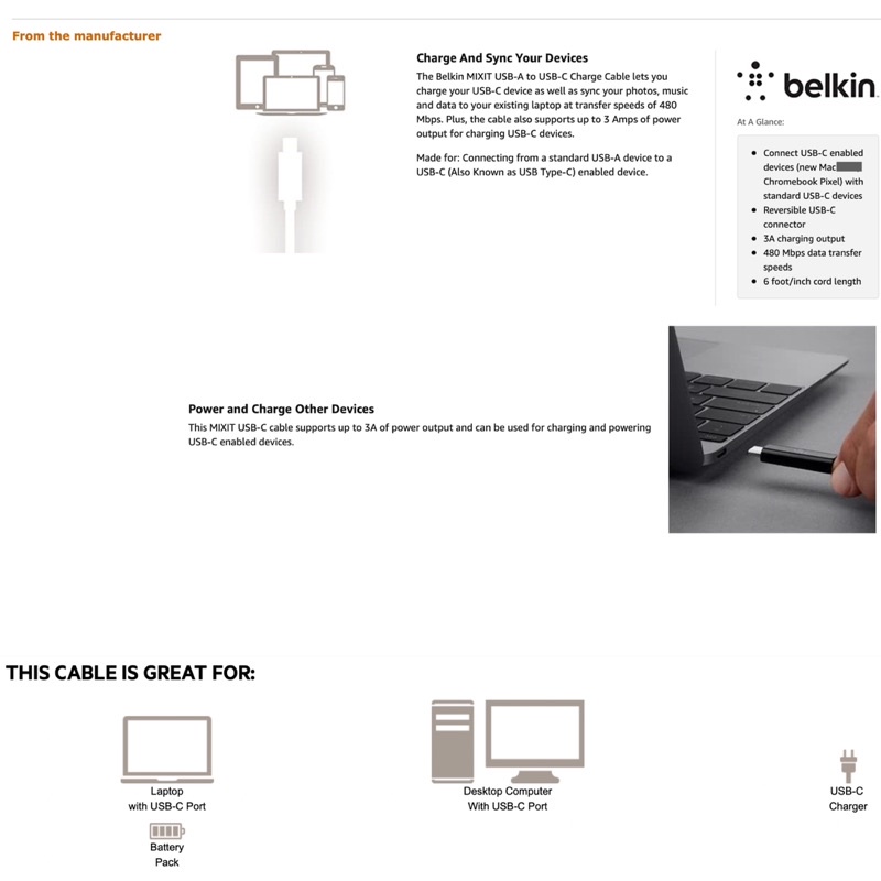 Cáp sạc nhanh BELKIN F2CU041bt06 MIXIT↑™ Metallic USB-C™ to USB-C PD 60W dài 1.8m