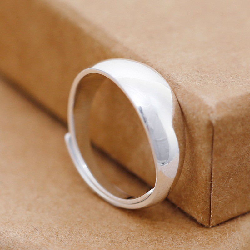 Nhẫn mạ bạc 925 đeo ngón tay mặt trơn thời trang cho cặp đôi