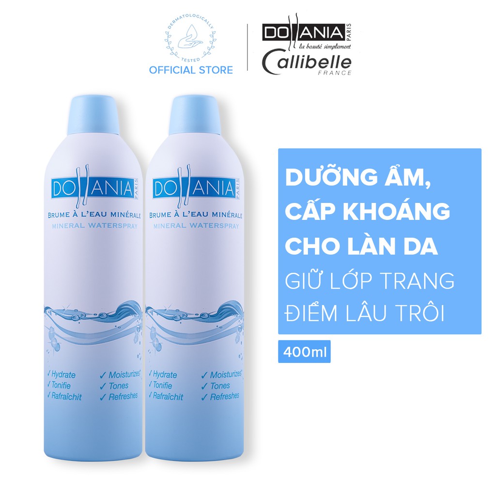 Bộ 2 sản phẩm xịt khoáng dưỡng ẩm cấp nước cho da Dollania 400ml