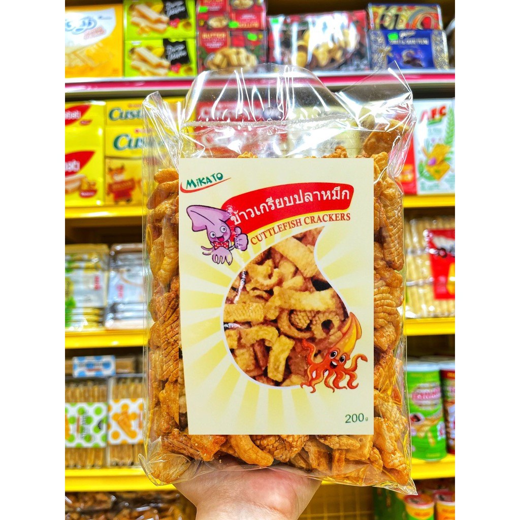 Snack Bim Bim Mực Mikato Cuttlefish Cracker Thái Lan Gói 200gr Ăn Vặt Cực Ngon