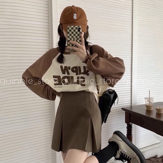 [SẴN] Chân váy xếp ly bản to cạp cao màu nâu style Ulzzang chân váy tennis ngắn xếp li to phong cách Hàn Quốc