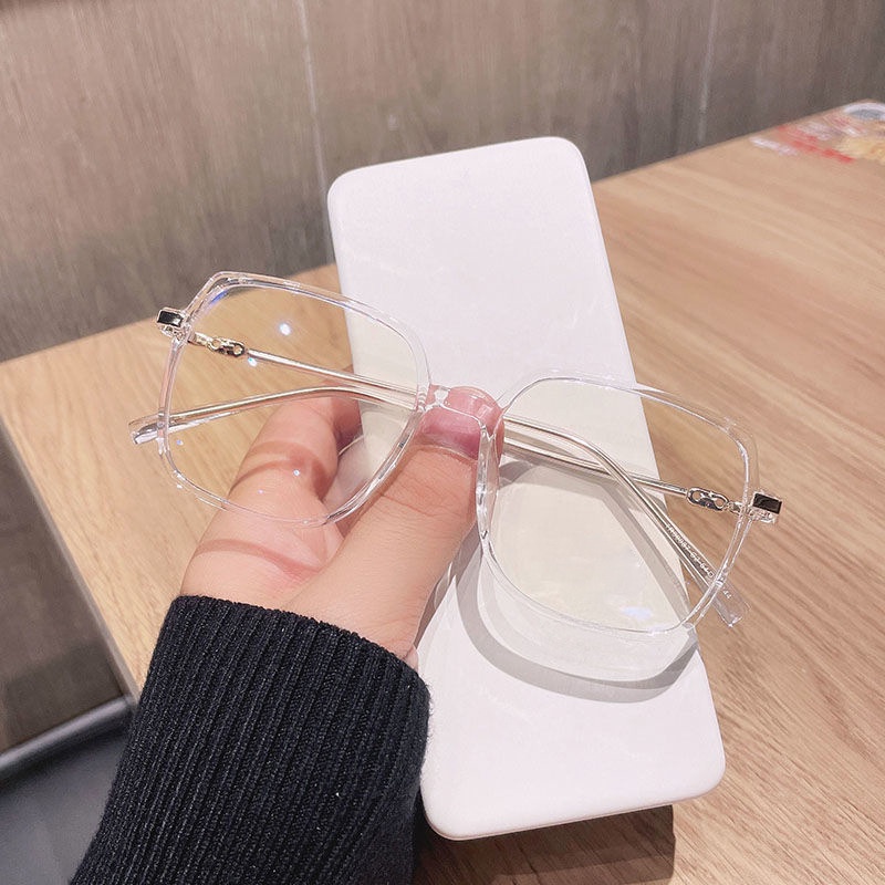 Mắt kính gọng to chống ánh sáng xanh thời trang Hàn Quốc/kính cận có độ -0.5~-6.0 kính gọng đen  /kính vuông