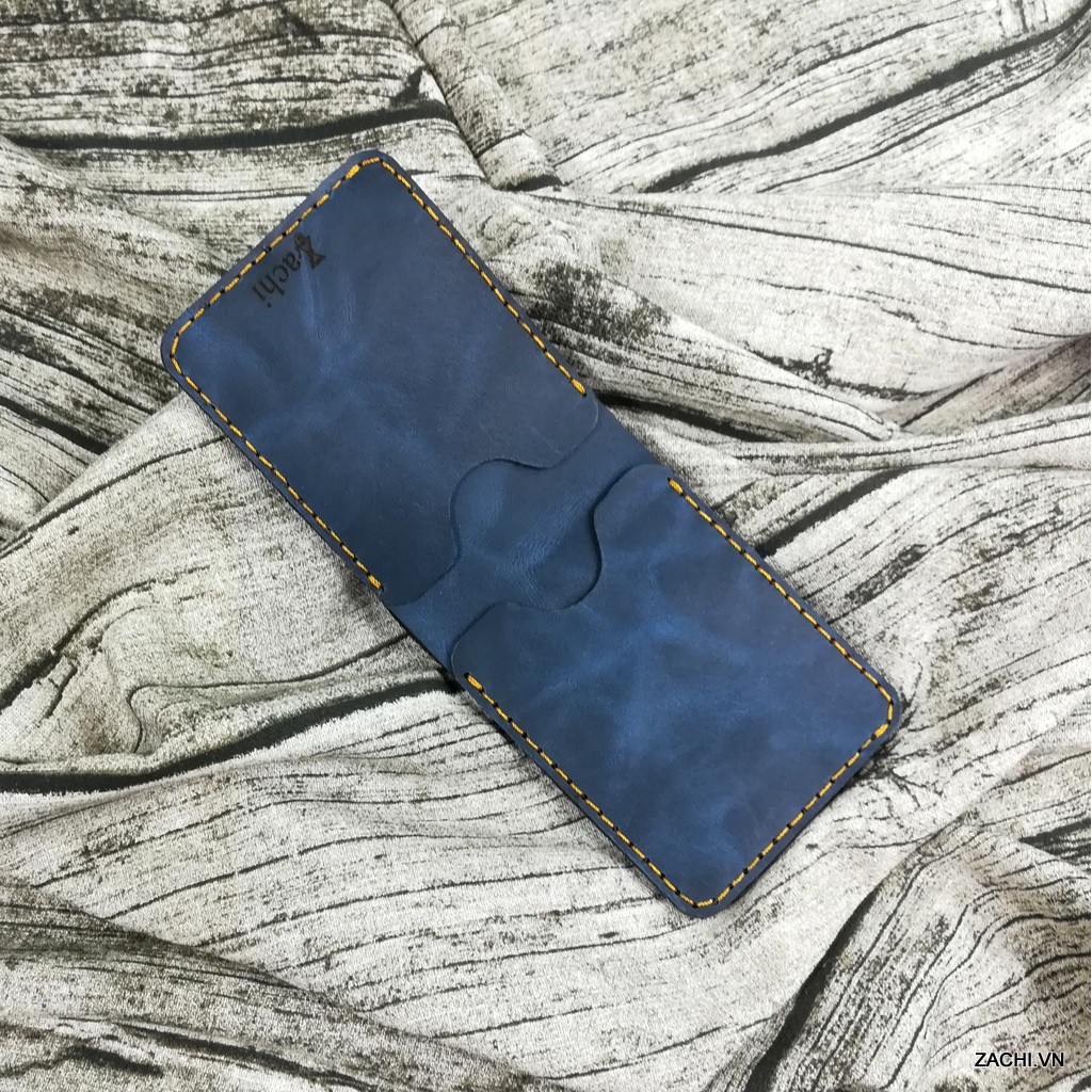 Bóp Ví Nam Mini Nhỏ Gọn Da Bò Thật Hàng Cao Cấp Navy Vân VN01KB35