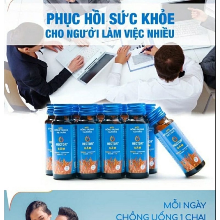 NƯỚC UỐNG ĐÔNG TRÙNG HẠ THẢO HECTOR SÂM 1 HỘP 10 CHAI