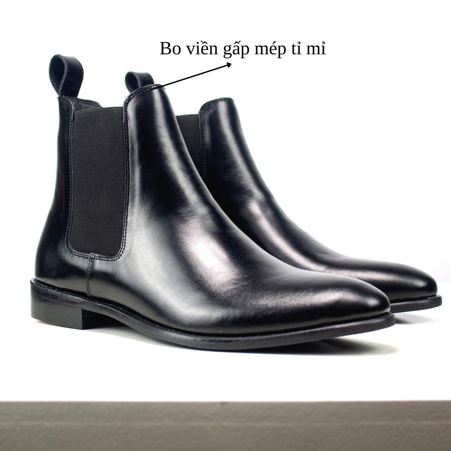 giày bốt nam cổ cao da bò - Giày Chelsea Boots công sở đế cao su da bò nguyên tấm - boot nam cao cổ