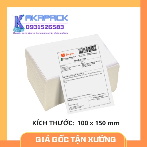 Giấy in nhiệt tự dính tệp 500 tờ 100 x 150mm dùng để đóng gói hàng trên các sàn thương mại điện tử giấy decal chống nước