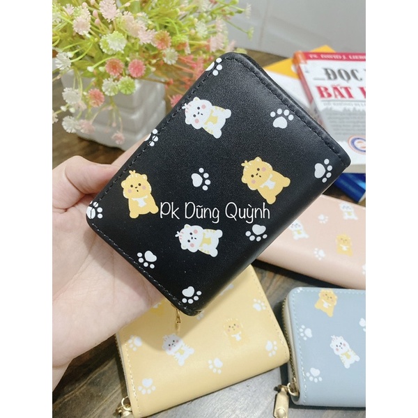 Ví Da Mini Cầm Tay Mèo Con Có Khóa Kéo 10 Ngăn In Hình mèo Dễ Thương ví Nữ Da PU Hoạt Hình Dễ