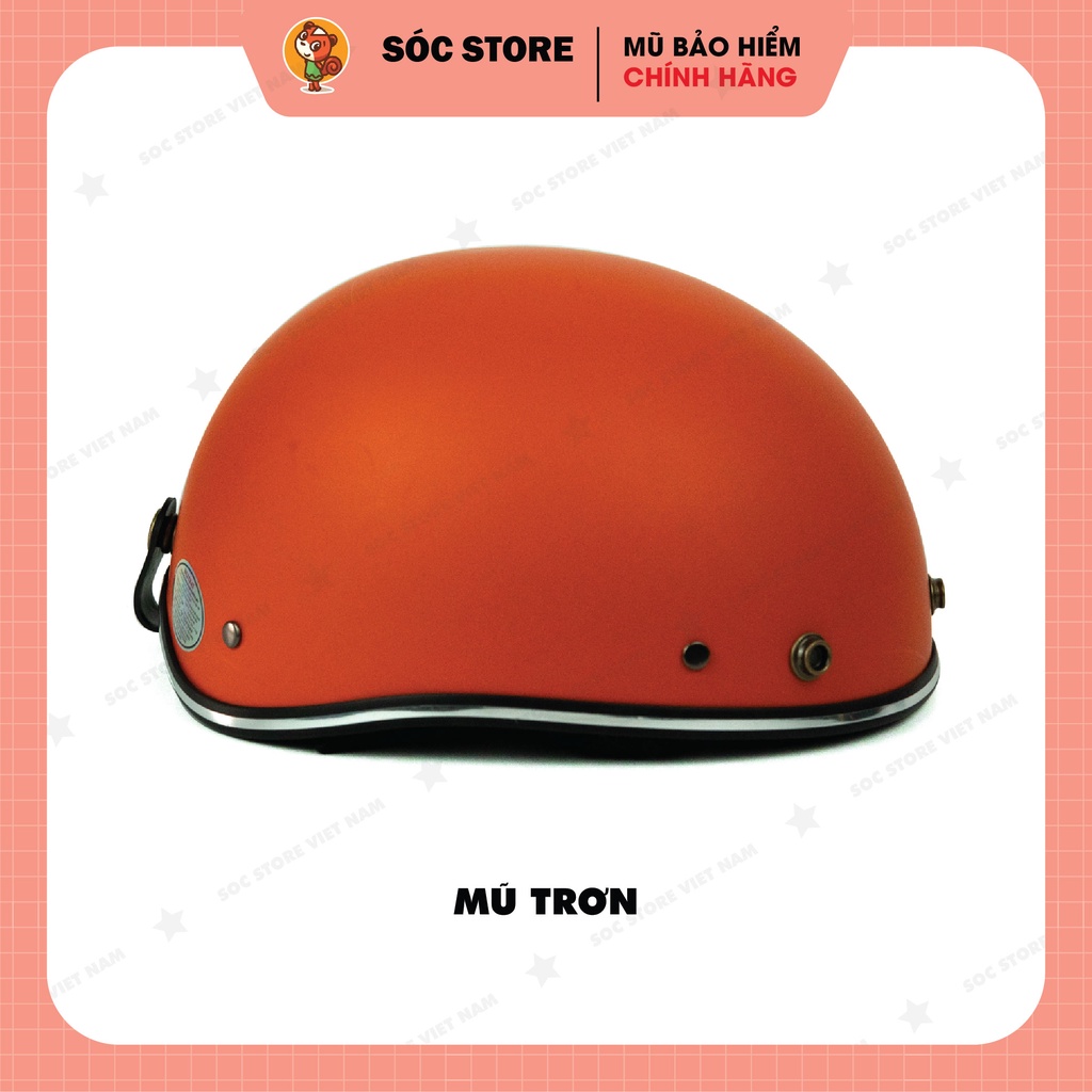 Mũ bảo hiểm nửa đầu chính hãng Sóc Store Vietnam màu cam kèm kính UV, kính phi công, nón bảo hiểm 1 phần 2 freesize