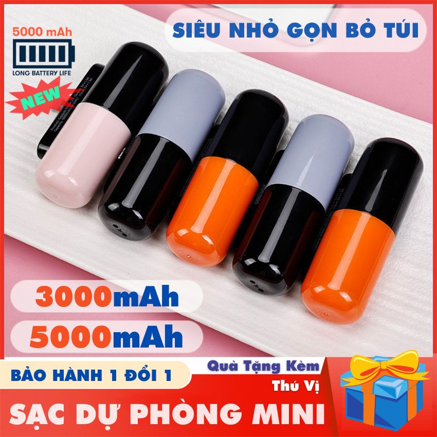 Sạc Dự Phòng Mini Siêu Nhỏ di động cầm tay dễ thương cute bin sạc điện thoại IP Android du lịch bỏ túi thông minh