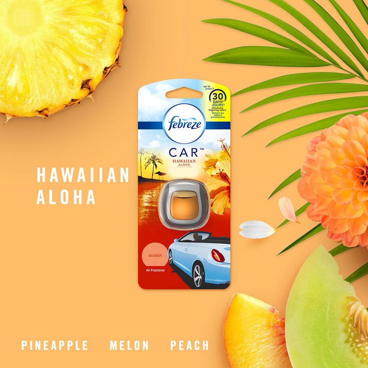 Tinh dầu thơm xe Febreze Air Freshener Car Vent Clips - Hawaiian Aloha 5 x 2ml