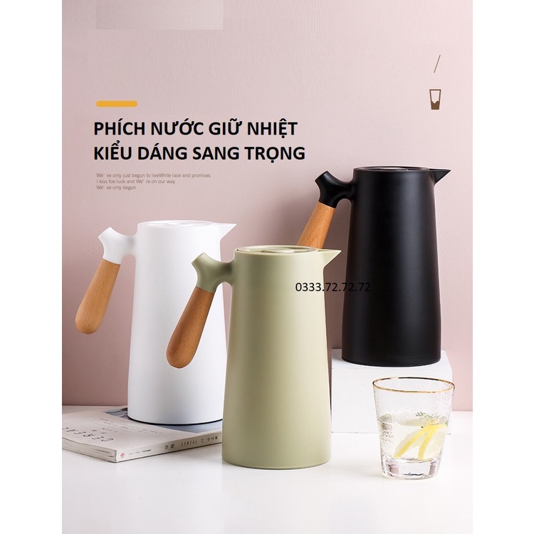 CAO CẤP - Phích đựng nước nóng 1L, Bình thủy giữ nhiệt Kiểu Dáng Đẹp Hiện Đại, Sang Trọng